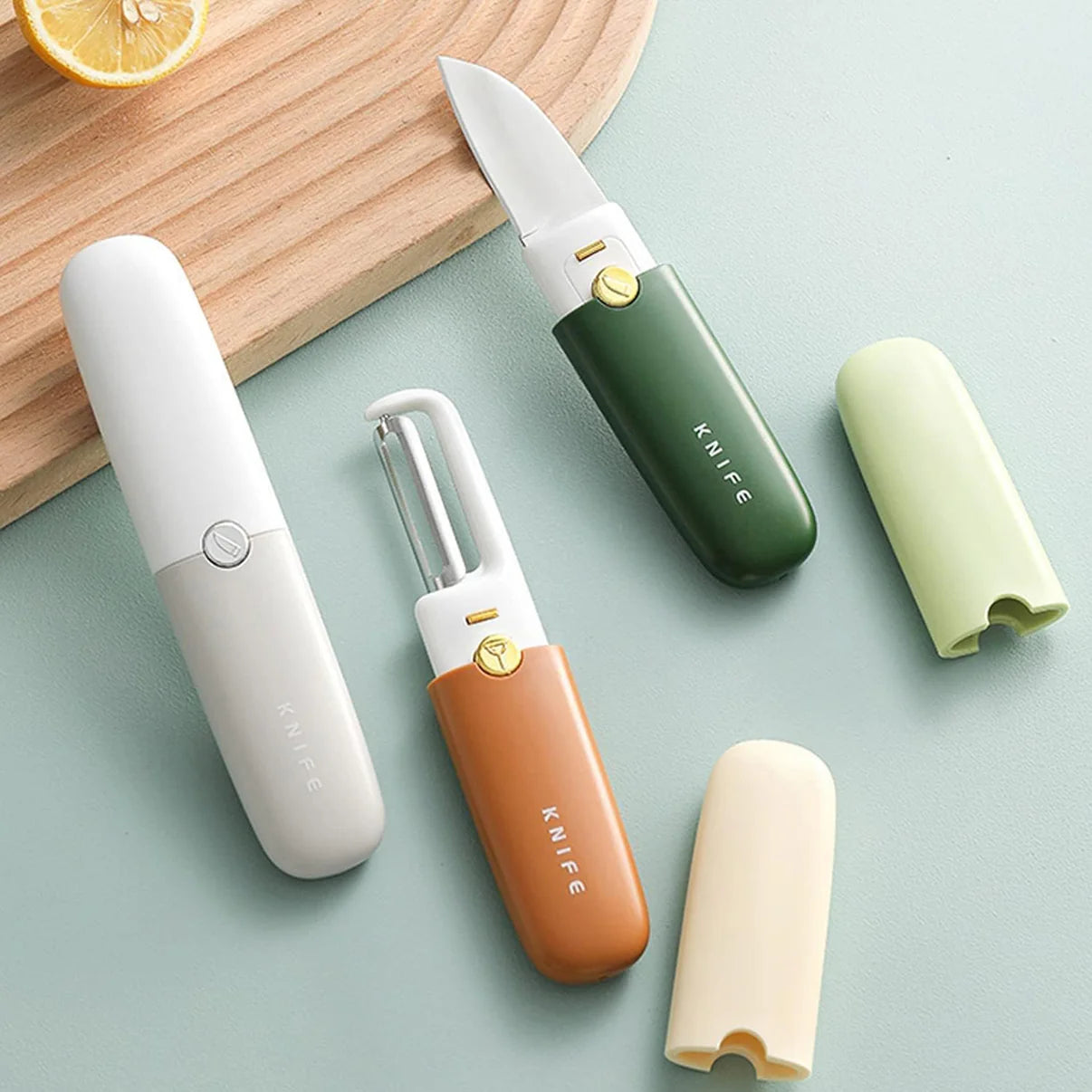 Multi-functional Fruit Knife & Veggie Peeler Combo – Perfect for Travel, Picnics, and Bachelor Kitchens