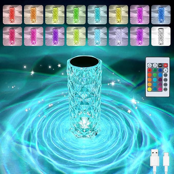 Twilight Rose Prism 3D Table Lamp with USB Charging