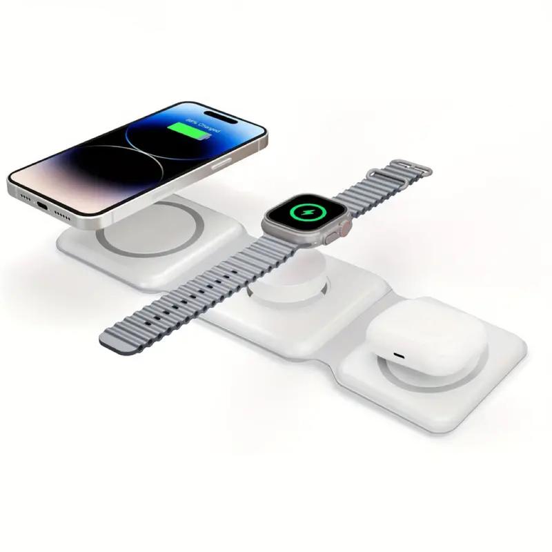 3 in 1 Magnetic Foldable MagSafe Wireless Charger for iPhone 16 to 12 Series