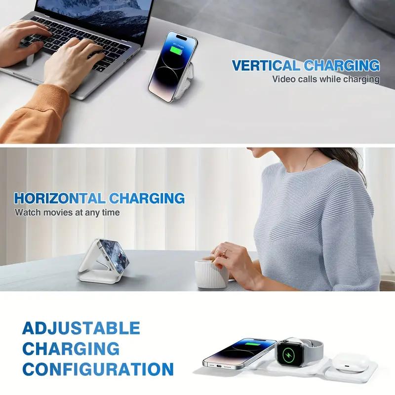 3 in 1 Magnetic Foldable MagSafe Wireless Charger for iPhone 16 to 12 Series