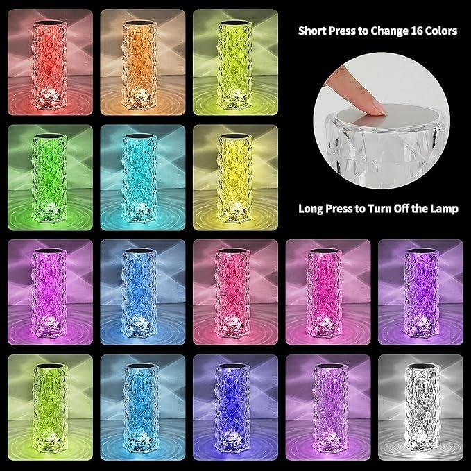 Twilight Rose Prism 3D Table Lamp with USB Charging