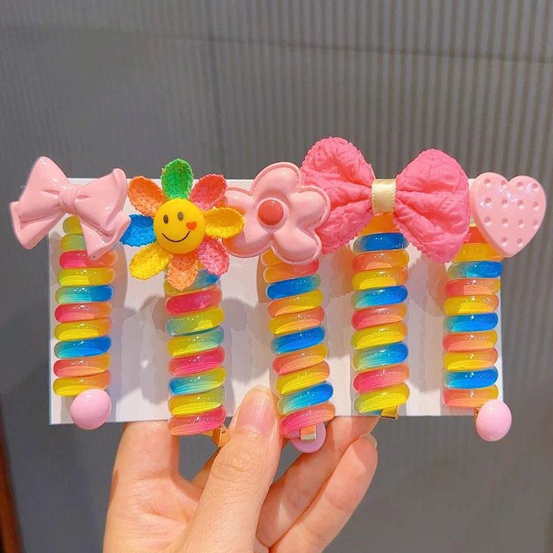 Colorful Telephone Line Hair Bands (Set of 10)