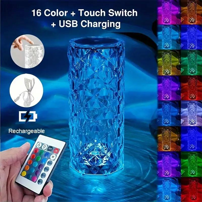 Twilight Rose Prism 3D Table Lamp with USB Charging