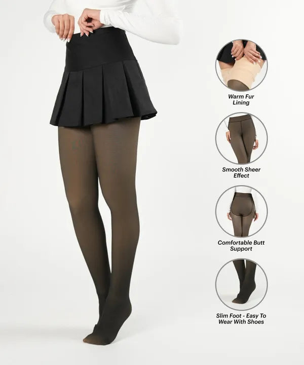 HeatTech Winter Fleeced Elastic Fake Translucent Tights