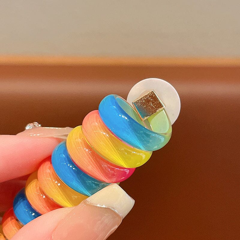 Colorful Telephone Line Hair Bands (Set of 10)