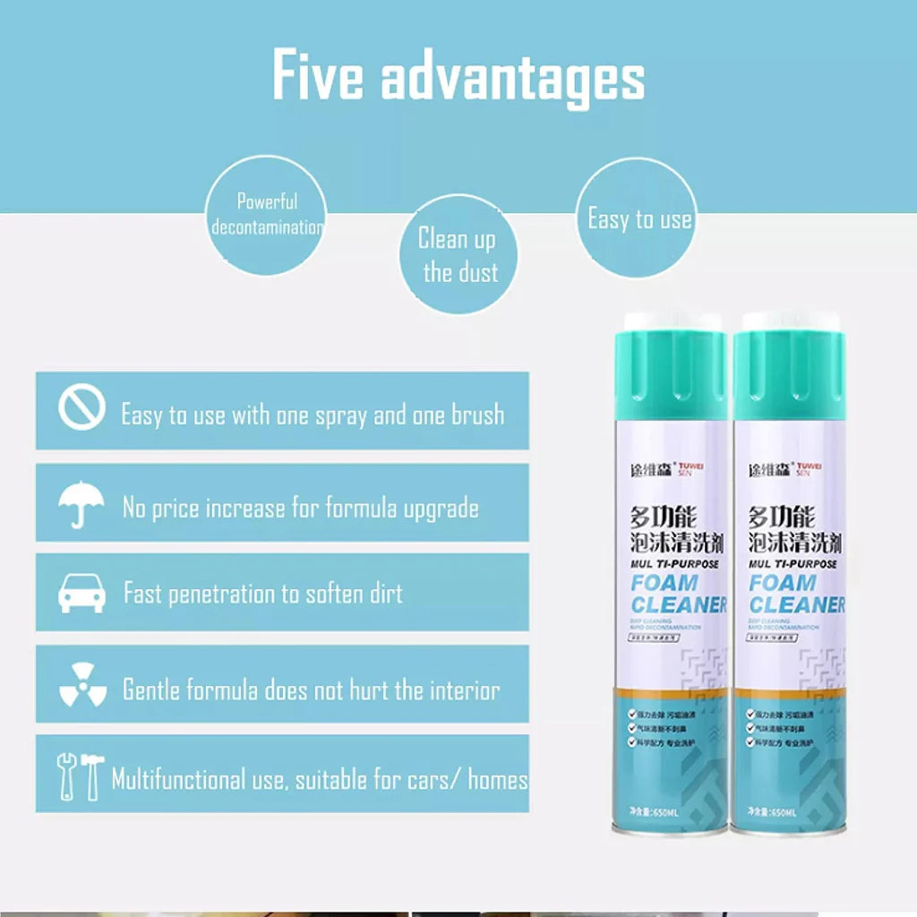 PureClean™ - Universal Foam Cleaner Spray With Brush (500 ML)
