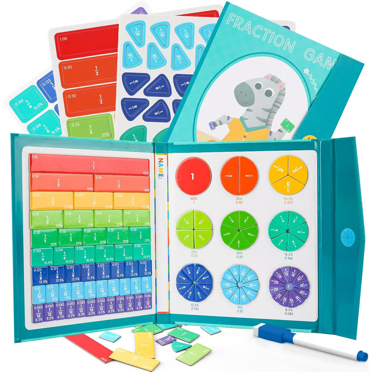 🔥Magnetic Fraction Demonstration Book, 1 Set Math Teaching Aid