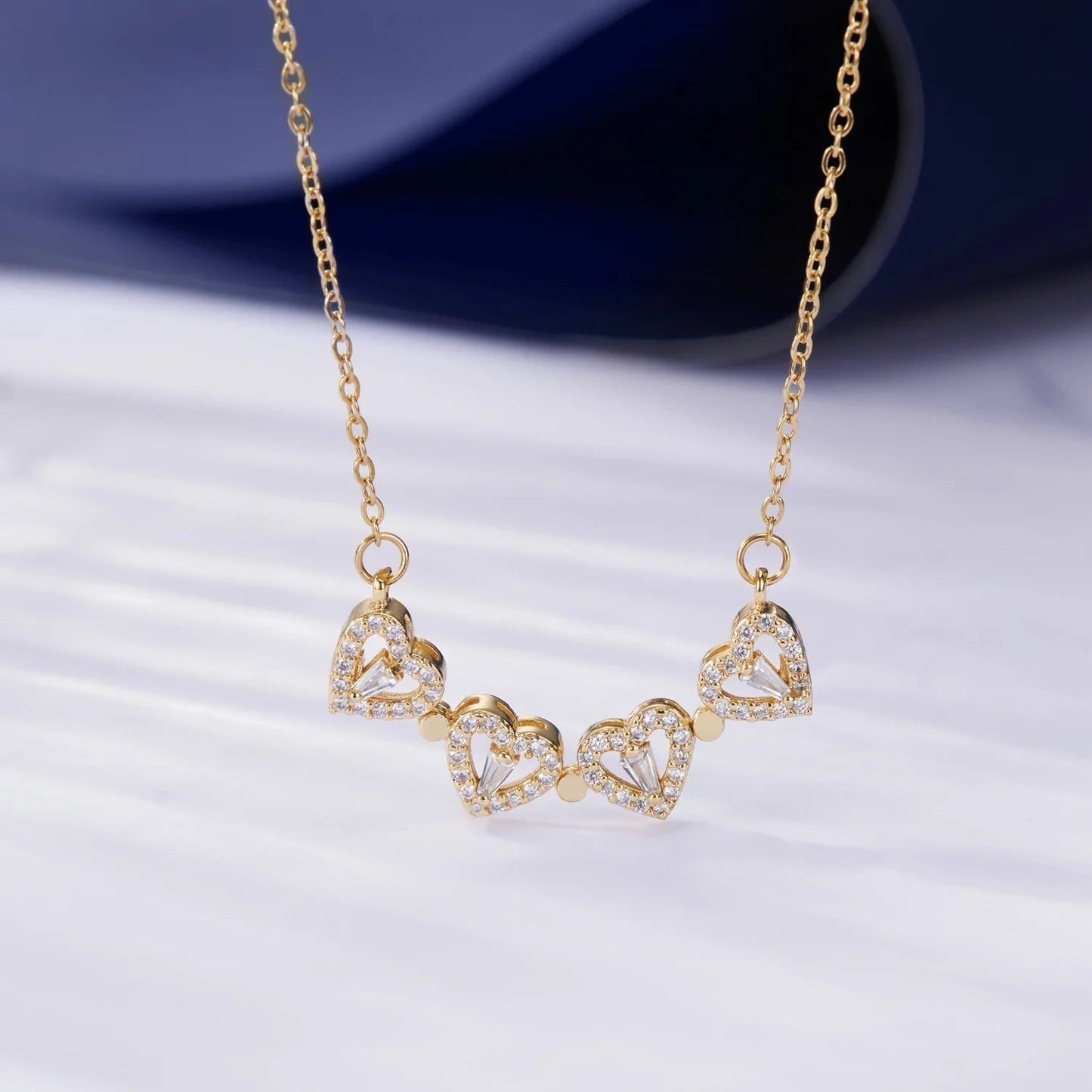 Magnetic Four Heart Necklace - Rose Gold