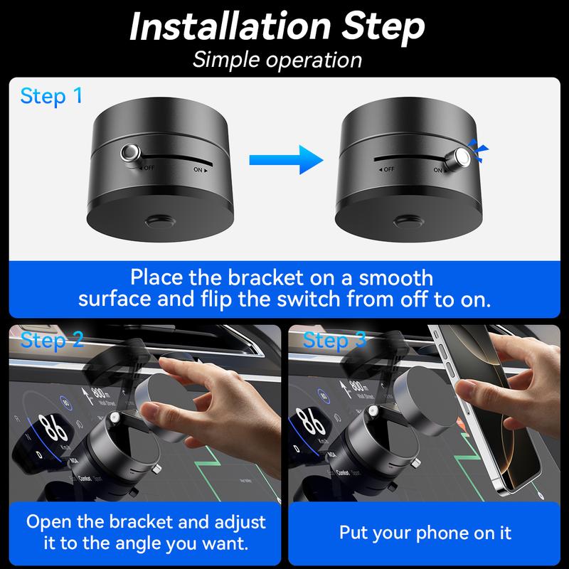 Vacuum Magnetic Suction Phone Holder (All iPhones, Android & GPS Devices and Cases Compatible)
