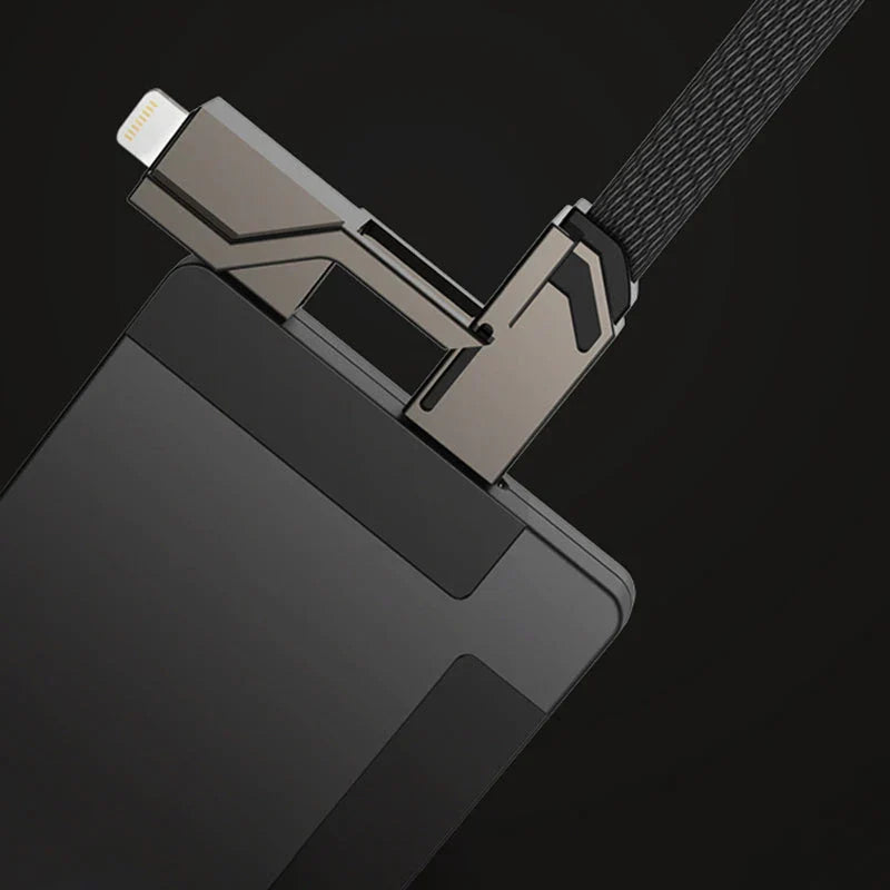 QuadLink™ 4-in-1 Flat Braided Anti-Tangle Charger Cord with Velcro