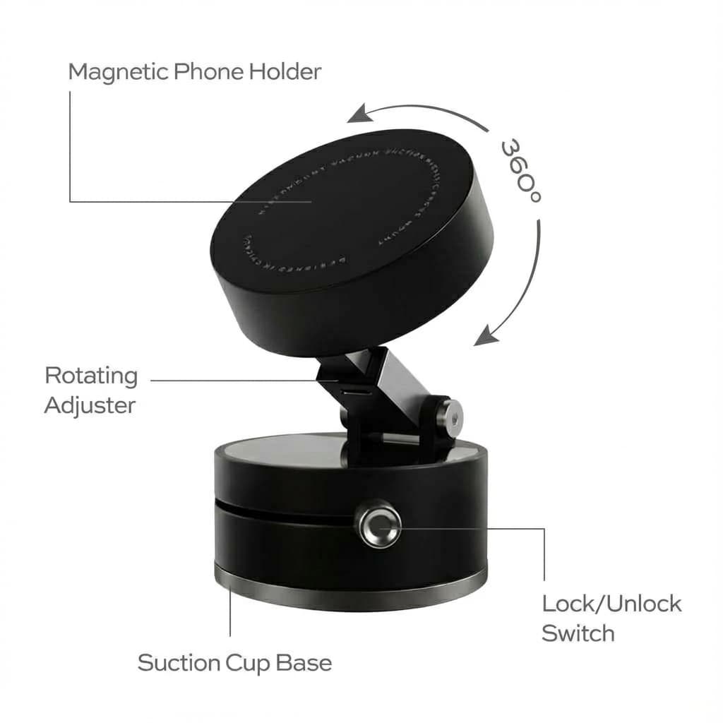 MagGrip Vacuum Mount (All iPhones, Android and Cases Compatible)