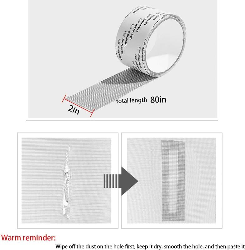 Window Screen Repair Tape – Strong Adhesive Fiberglass Mesh for Fixing Screen Doors & Windows