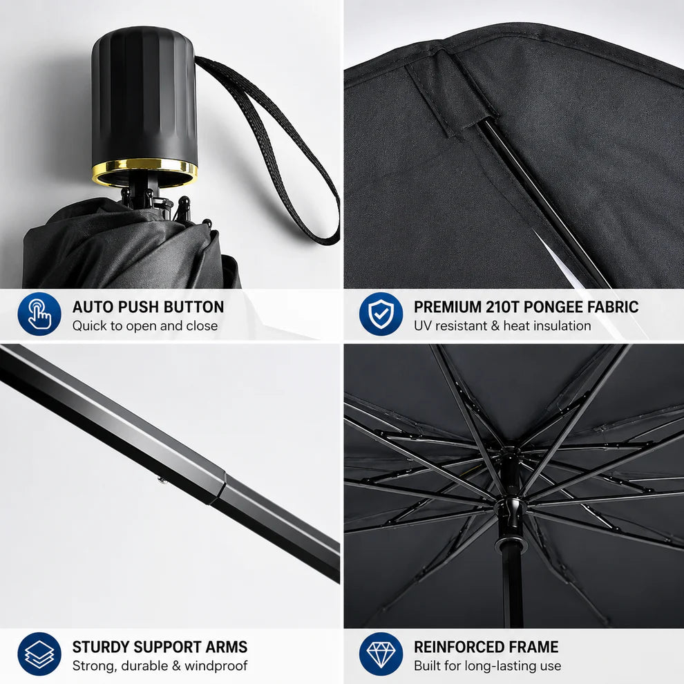 Foldable umbrella-style car windshield sun shade – image 8 of 8