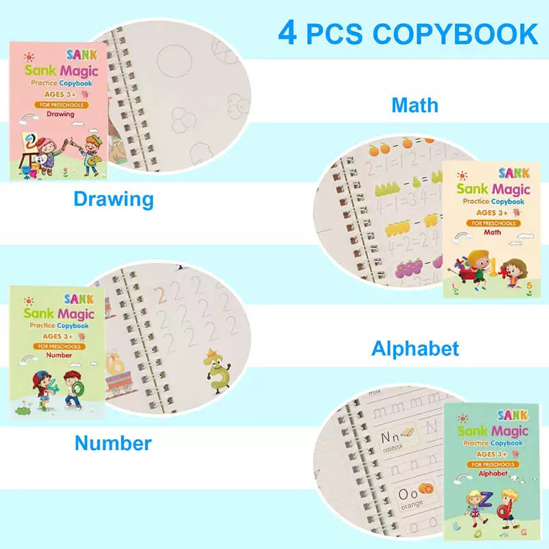 Books For Calligraphy Learn (8 BOOKS + 10 REFILL+ 2 PEN + 2 GRIP) Set of 2