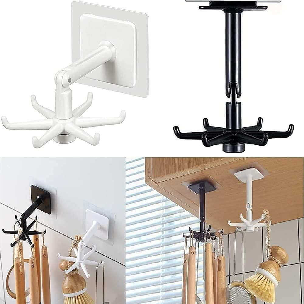 Hooks-Adjustable Rotating Folding Wall Mounted Utensils Hook Hangers(Pack of 2)