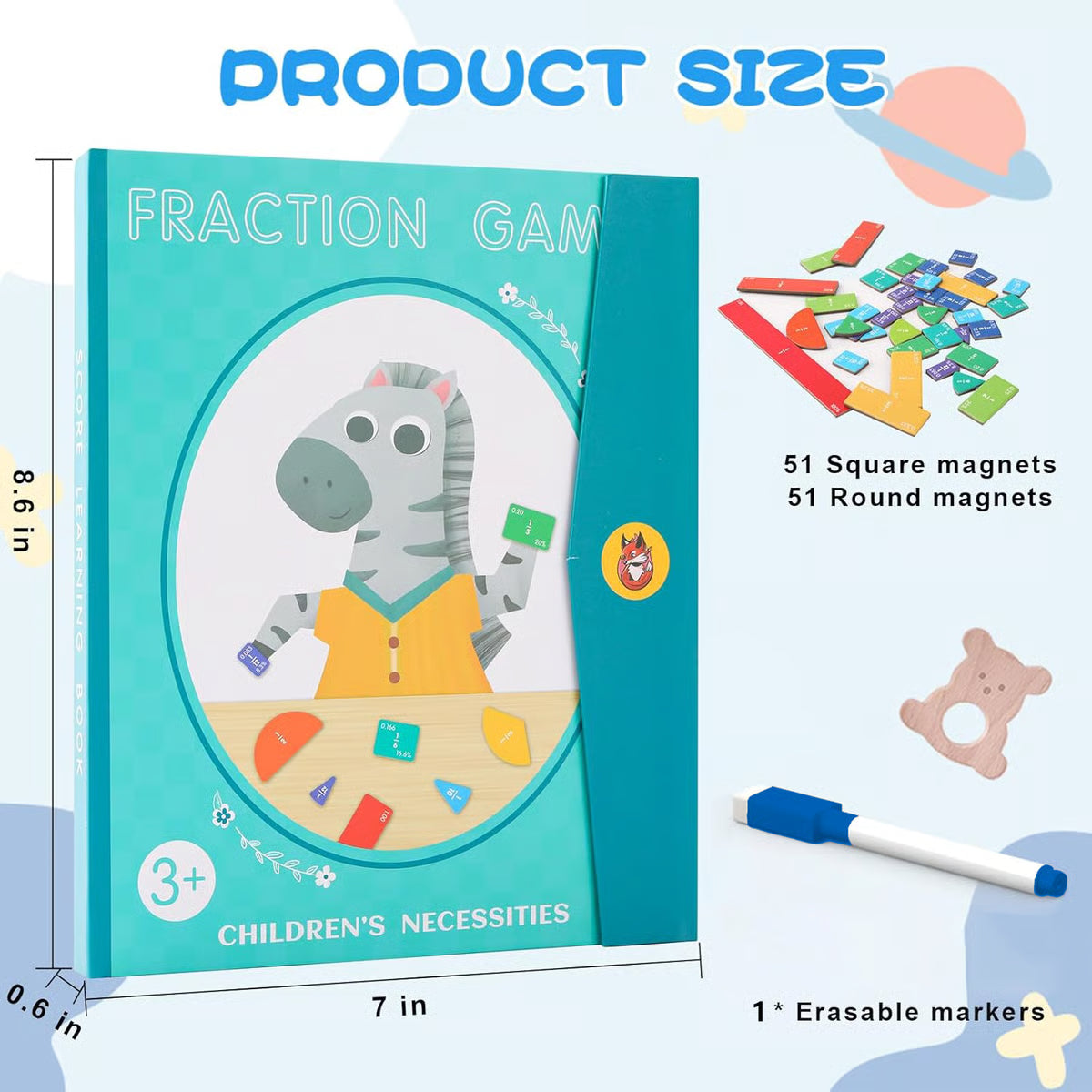 🔥Magnetic Fraction Demonstration Book, 1 Set Math Teaching Aid