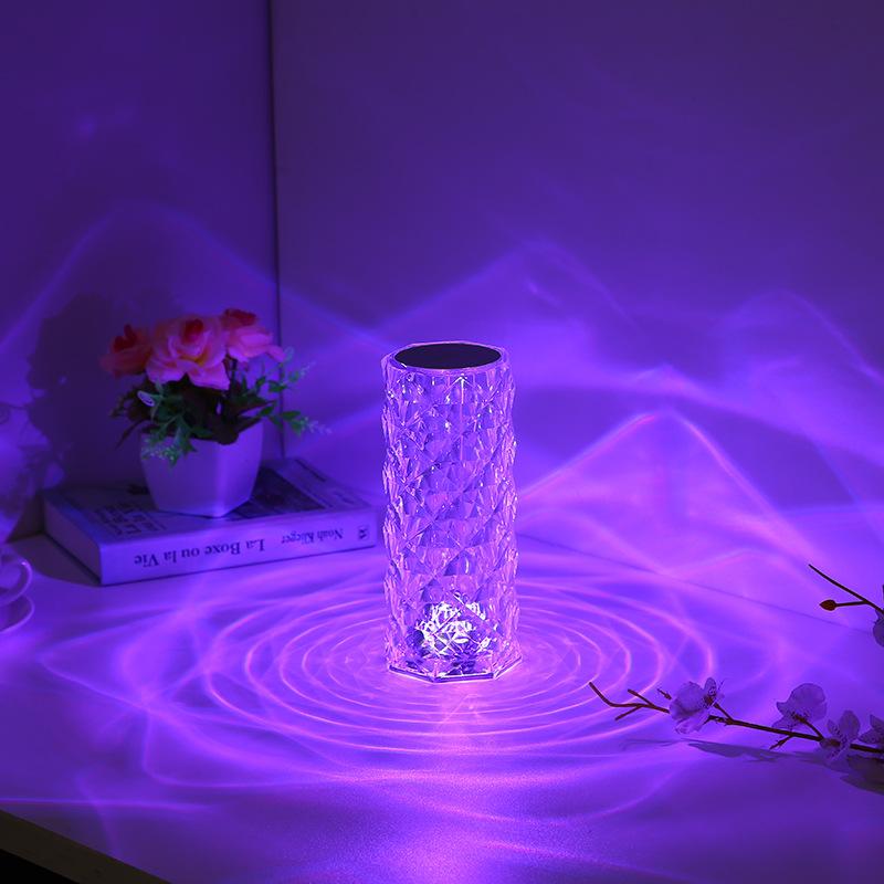 Twilight Rose Prism 3D Table Lamp with USB Charging