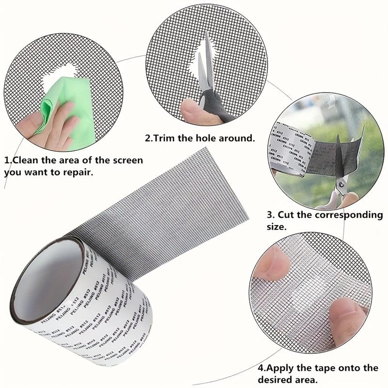 Window Screen Repair Tape – Strong Adhesive Fiberglass Mesh for Fixing Screen Doors & Windows