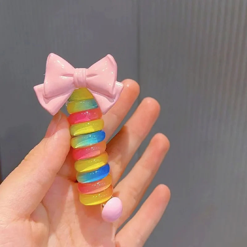 Colorful Telephone Line Hair Bands (Set of 10)