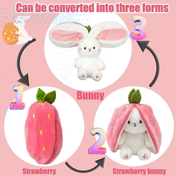 ššStrawberry Bunny Transformed into Little Rabbitš Fruit Doll Plush Toyš°š°