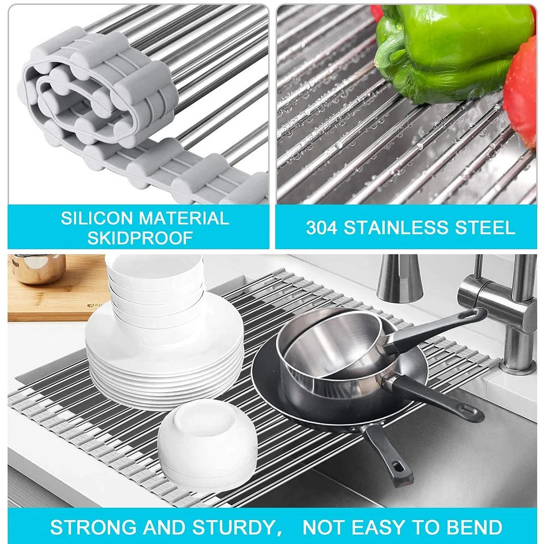 (🔥Last Day Promotion- SAVE 48% OFF) Portable Stainless Steel Rolling Rack