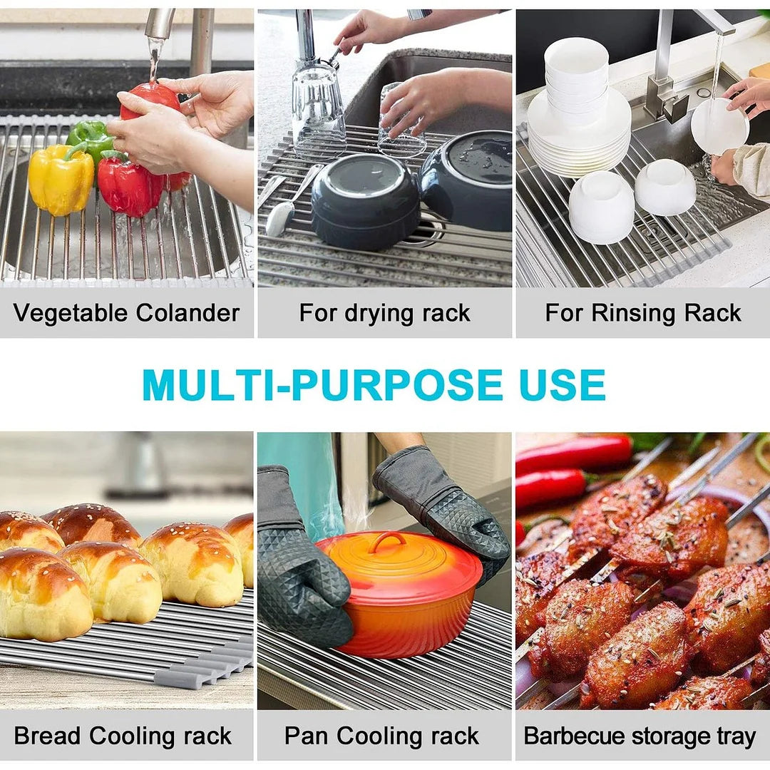 (🔥Last Day Promotion- SAVE 48% OFF) Portable Stainless Steel Rolling Rack