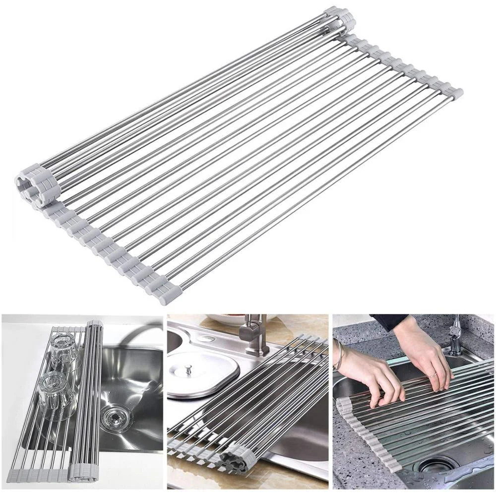 (🔥Last Day Promotion- SAVE 48% OFF) Portable Stainless Steel Rolling Rack