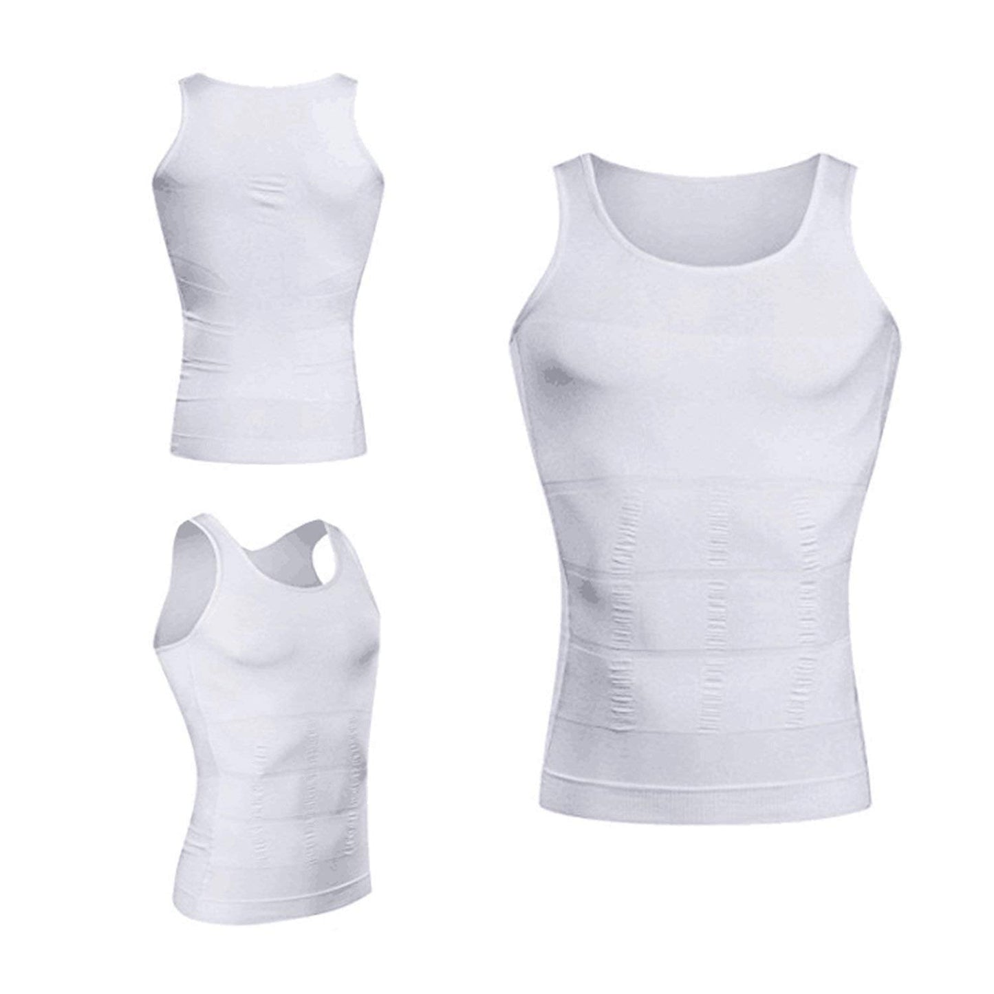 Compression Undershirt with Sculpted Abs (White)