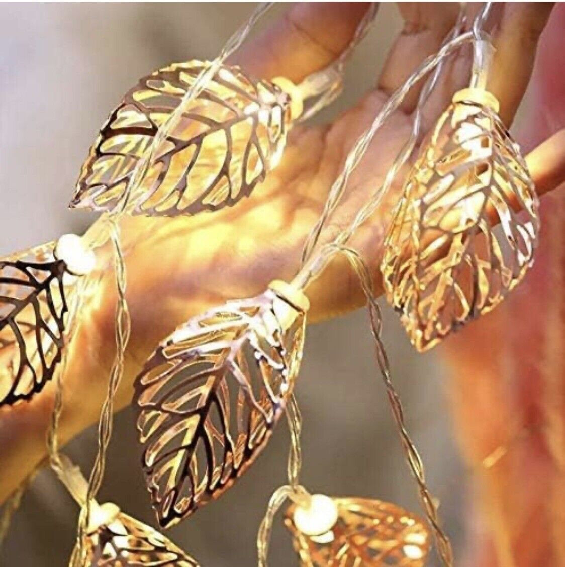 14 3D Leaf Metal Tree Leaf Shape Decorative LED Fairy String Starry Lights