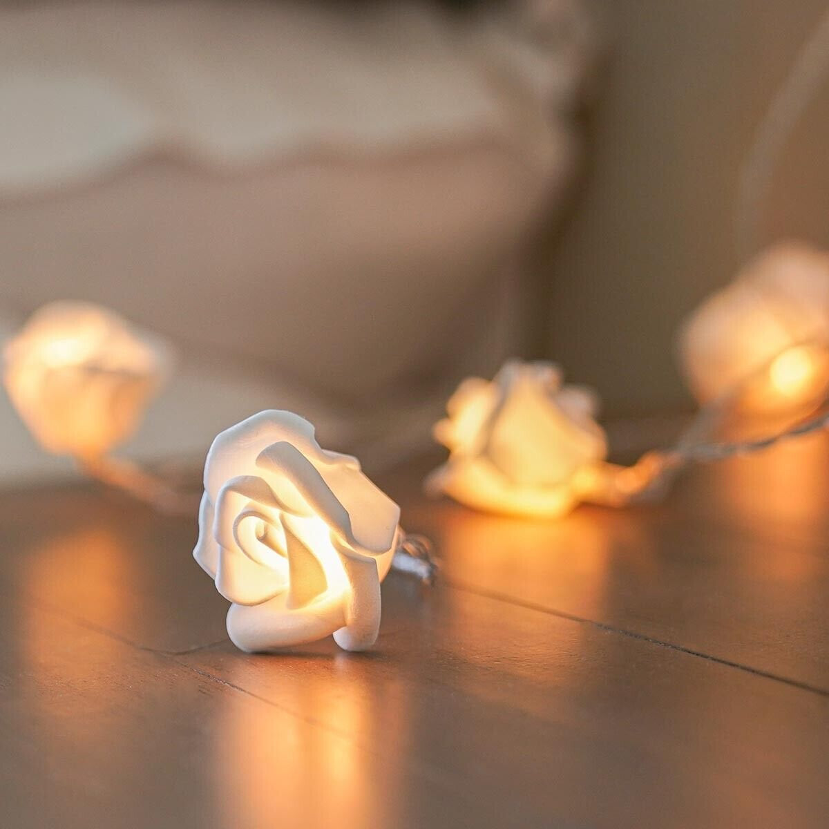 14 Led Rose Lights Rose Flower Led Serial String Lights - 10 Feet (Warm White Plug-in)