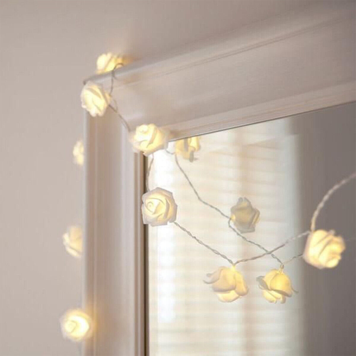 14 Led Rose Lights Rose Flower Led Serial String Lights - 10 Feet (Warm White Plug-in)