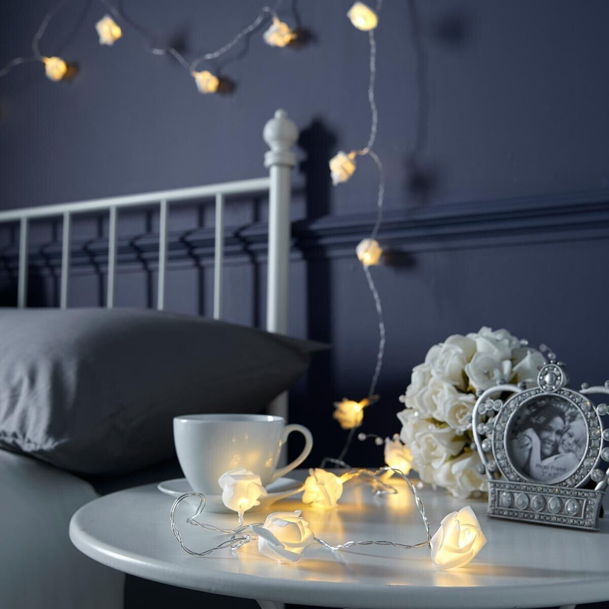14 Led Rose Lights Rose Flower Led Serial String Lights - 10 Feet (Warm White Plug-in)