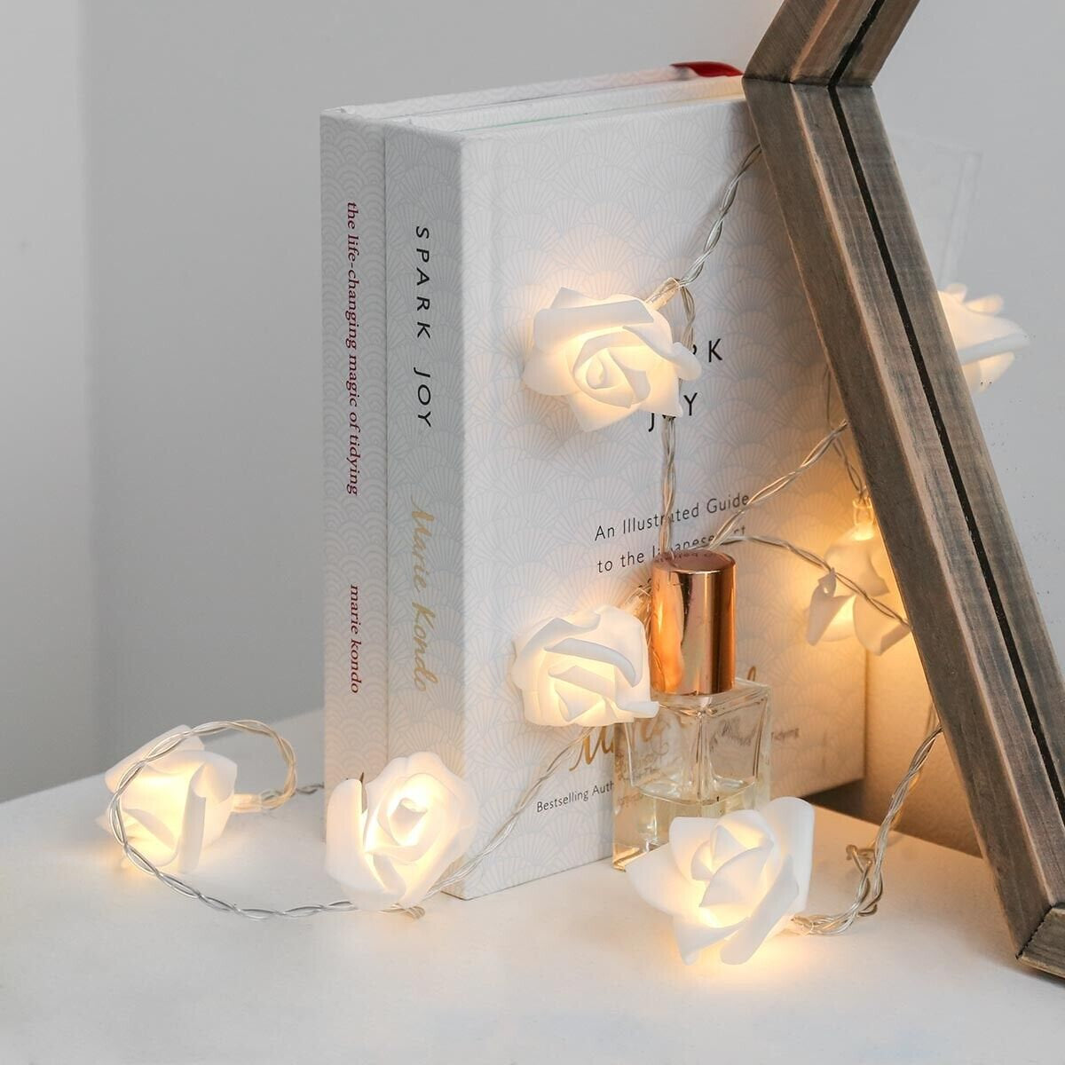 14 Led Rose Lights Rose Flower Led Serial String Lights - 10 Feet (Warm White Plug-in)