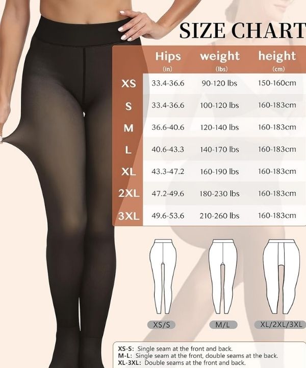 HeatTech Winter Fleeced Elastic Fake Translucent Tights