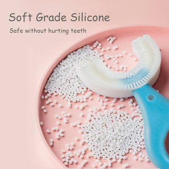 U Shaped Toothbrush for Kids Manual Whitening Toothbrush Silicone Brush Head for Kids Children(Pack of 2)