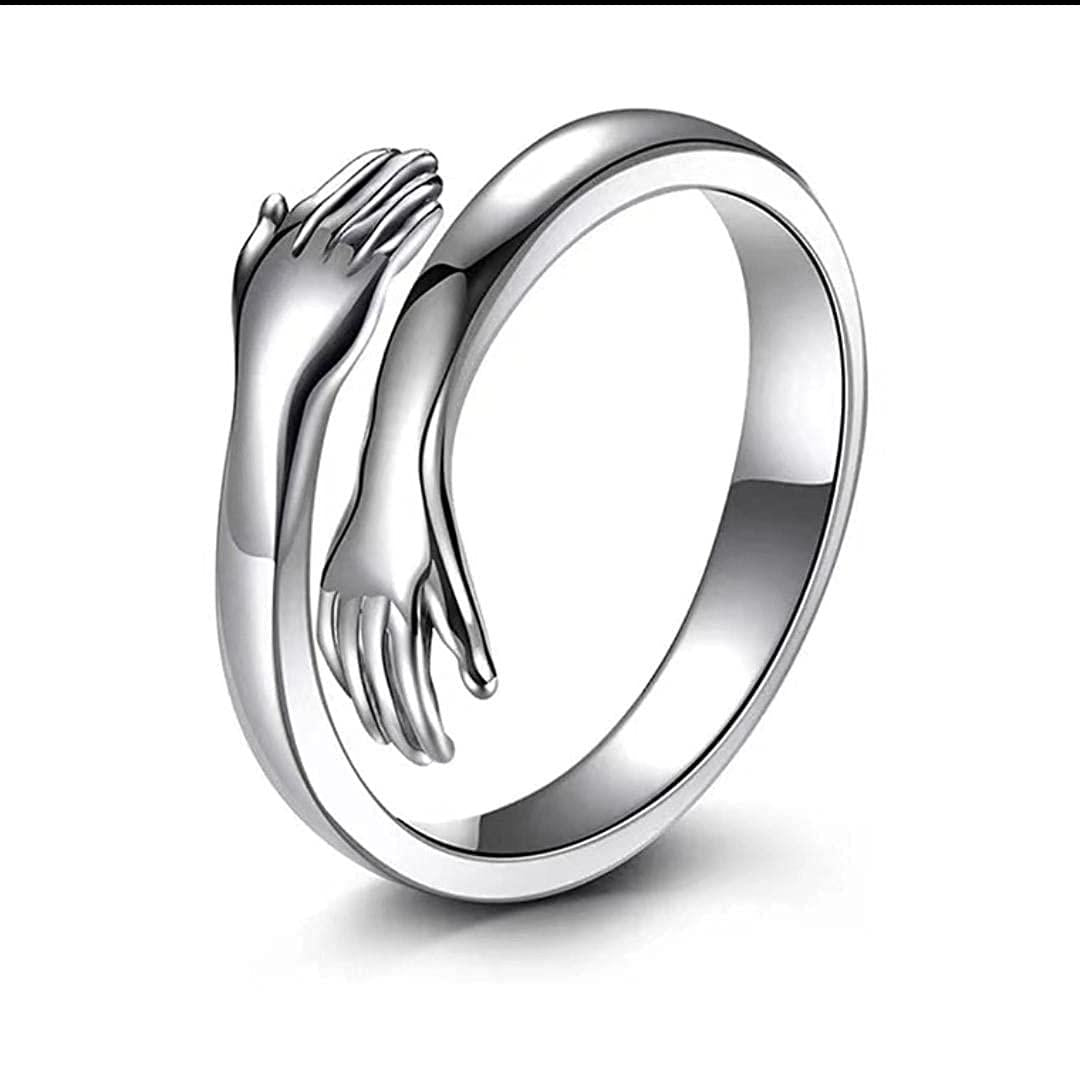Silver Adjustable friendship and Loved Ones cuddle Hug Ring For Girl and Women Always Wear It All Special Days