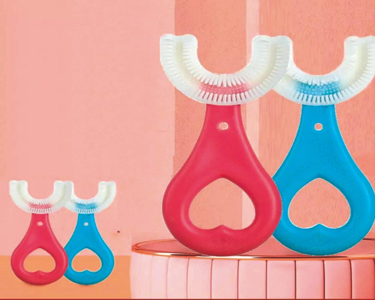 U Shaped Toothbrush for Kids Manual Whitening Toothbrush Silicone Brush Head for Kids Children(Pack of 1)