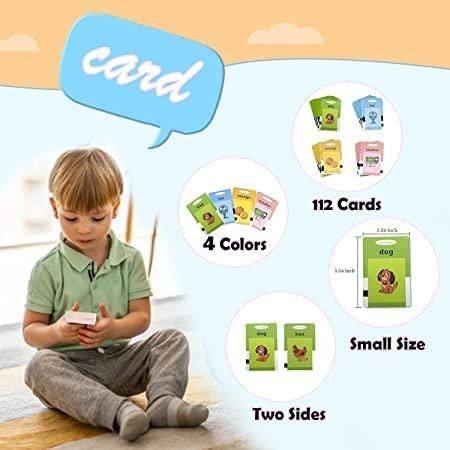 Talking English Words Flash Cards Reading Early Talking Flashcards Toy for Kids - 112 pcs Card. (Multi Color-1 to 6 Year)