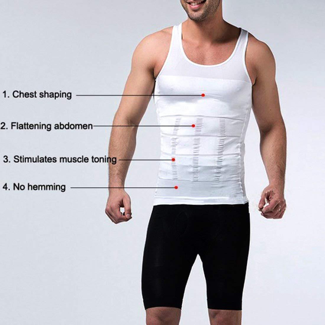 Body Shapers Sculpture Men's Slim Vest Lift Weight Loss Shirt Compression Muscular (Assorted colors)