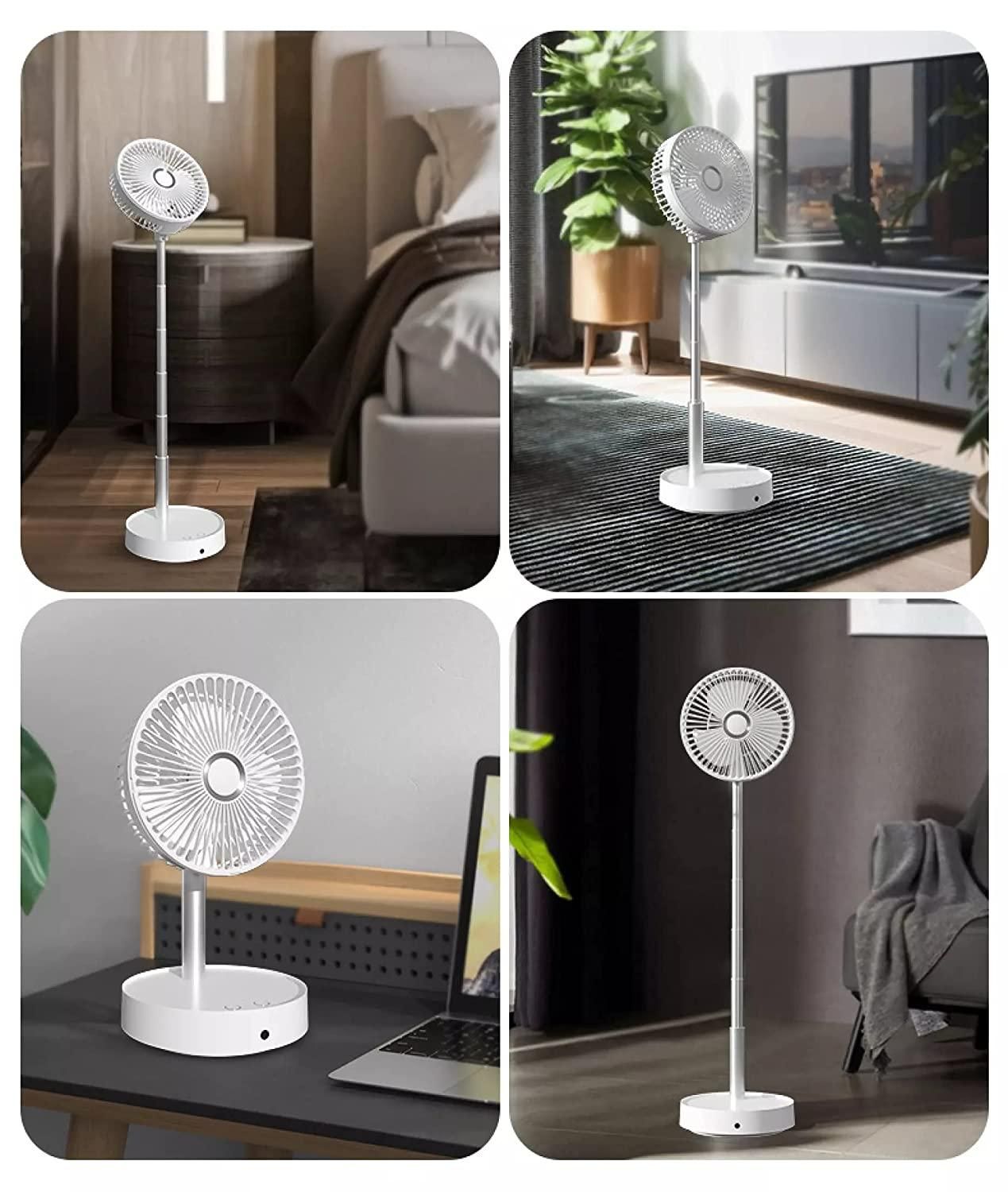 Folding Portable Retractable Floor Fan USB Desk Remote Control Fan