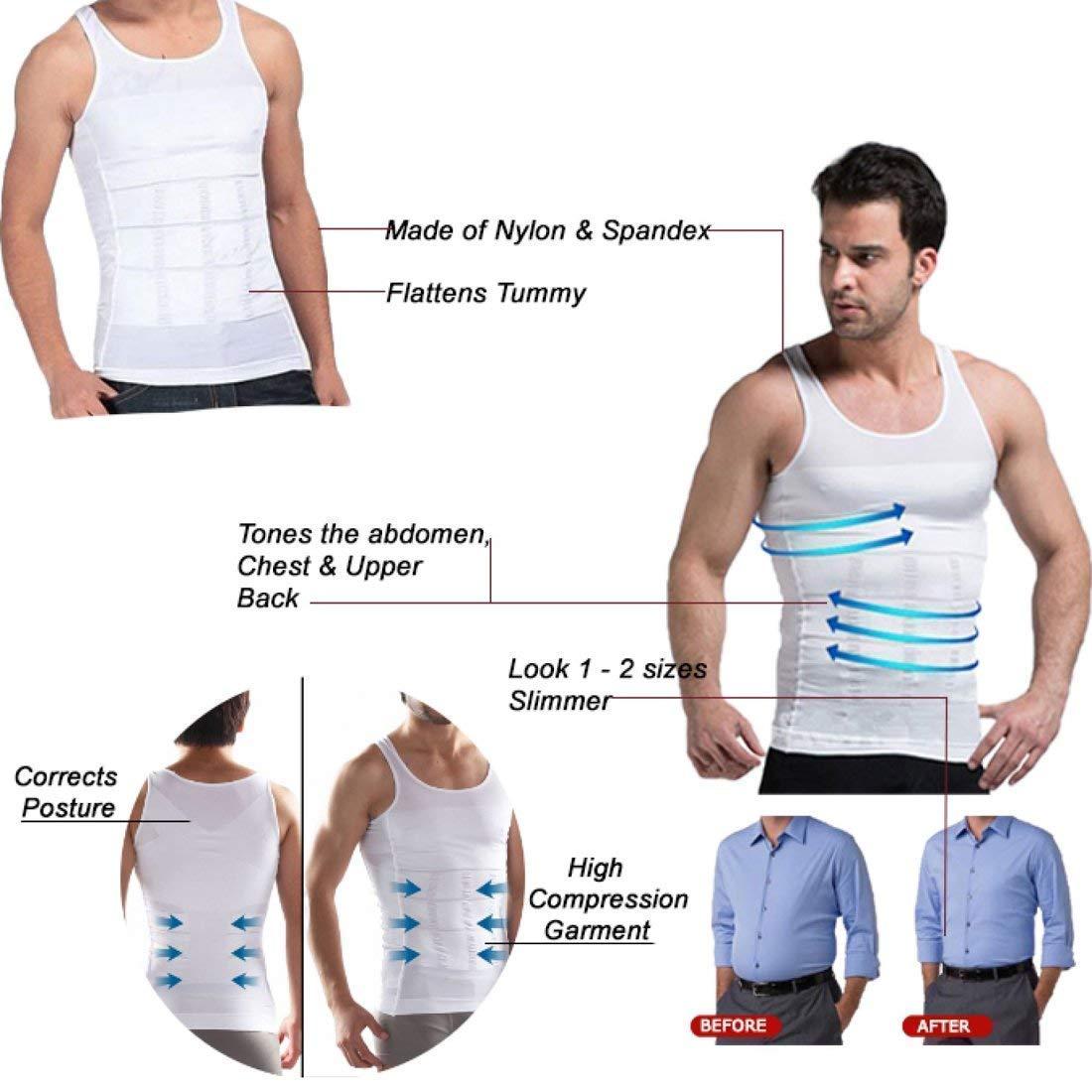 Body Shapers Sculpture Men's Slim Vest Lift Weight Loss Shirt Compression Muscular (Assorted colors)