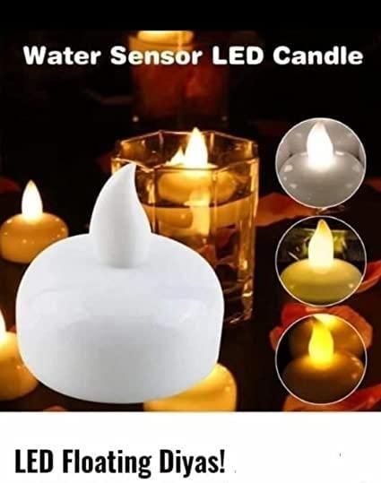10 Water Sensor Floating Tealight Battery Operated Waterproof LED Flame less Flickering Lights Candles