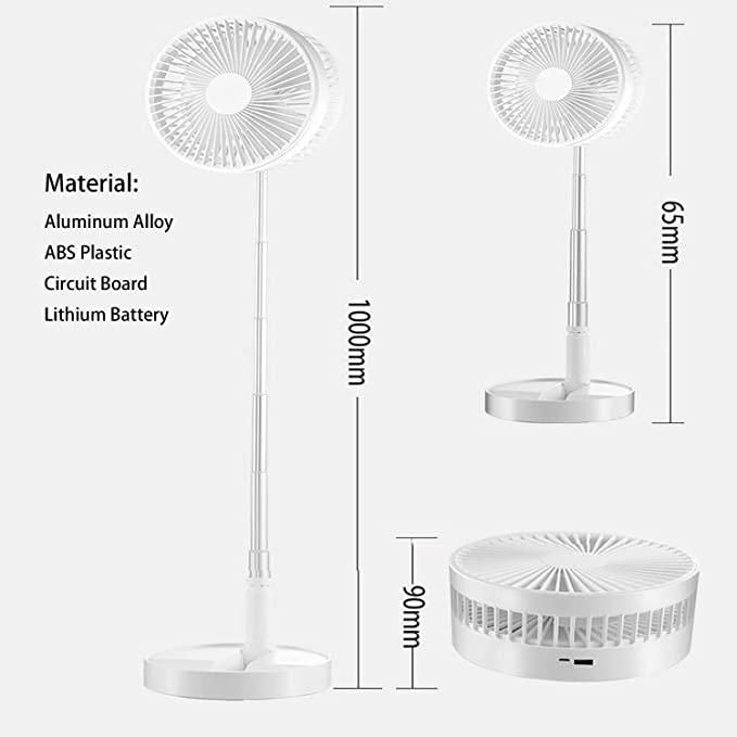 Folding Portable Retractable Floor Fan USB Desk Remote Control Fan
