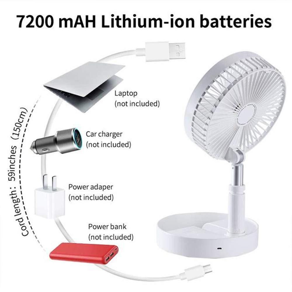 Folding Portable Retractable Floor Fan USB Desk Remote Control Fan