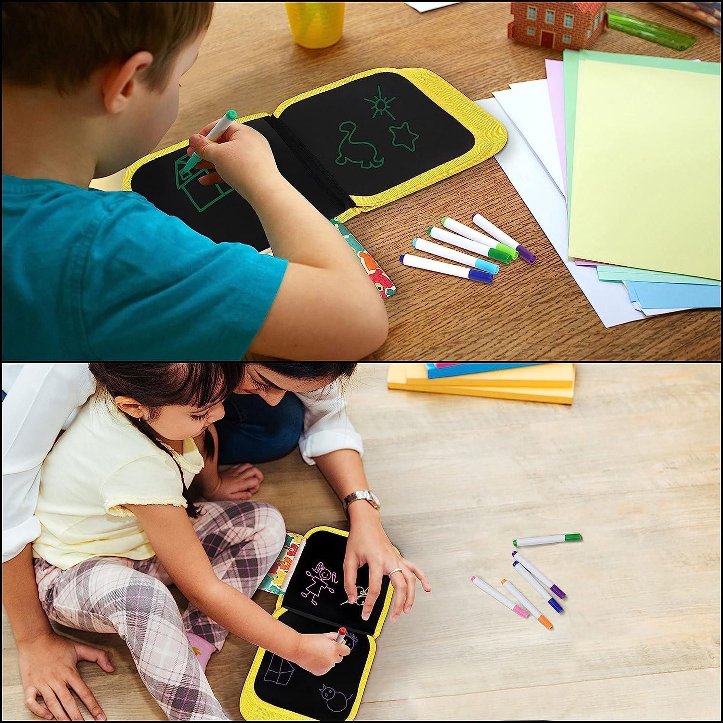 Erasable Doodling Book (12 Colored Pens Included)