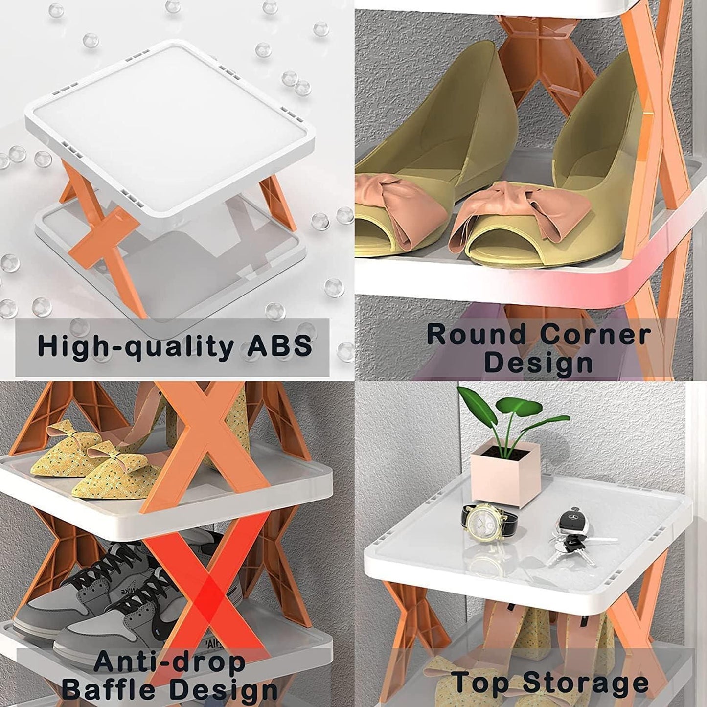 Diy Plastic Assembly Shoe Shelf Stackable Shoe Rack 6 Layer Shoes Organizer (Multicolor)
