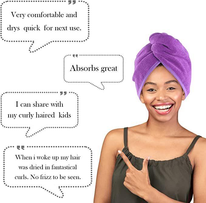 Super Absorbent Quick Dry Hair Towel Wrap for Women (Pack of 2)