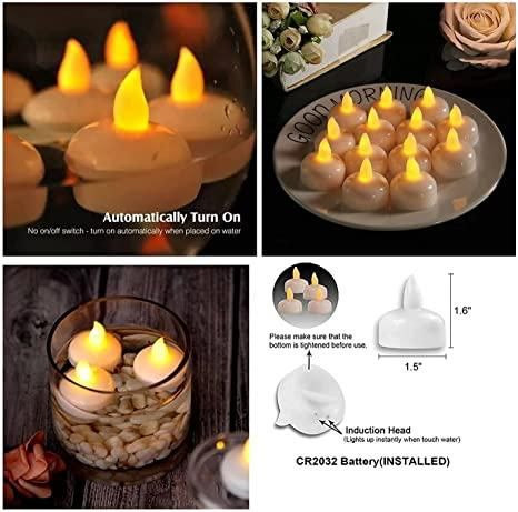 10 Water Sensor Floating Tealight Battery Operated Waterproof LED Flame less Flickering Lights Candles