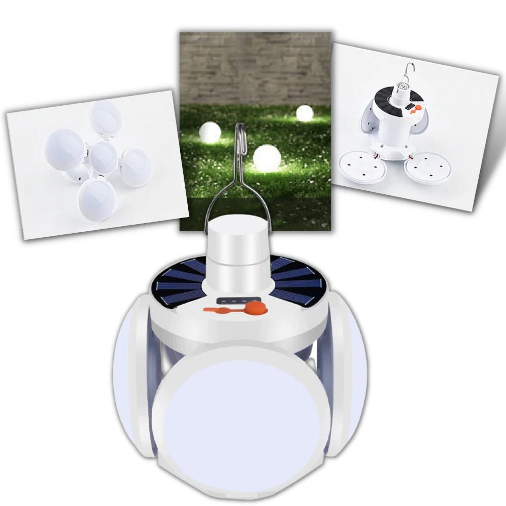 2 In 1 Foldable Solar Lamp - 2 Built-in Charging Modes (Solar Or Dc Via USB)