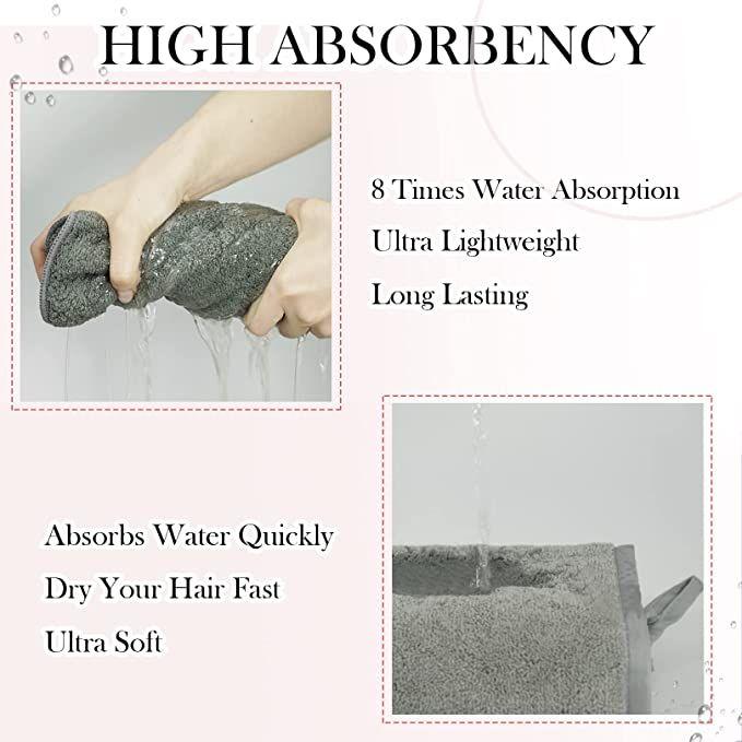 Super Absorbent Quick Dry Hair Towel Wrap for Women (Pack of 2)